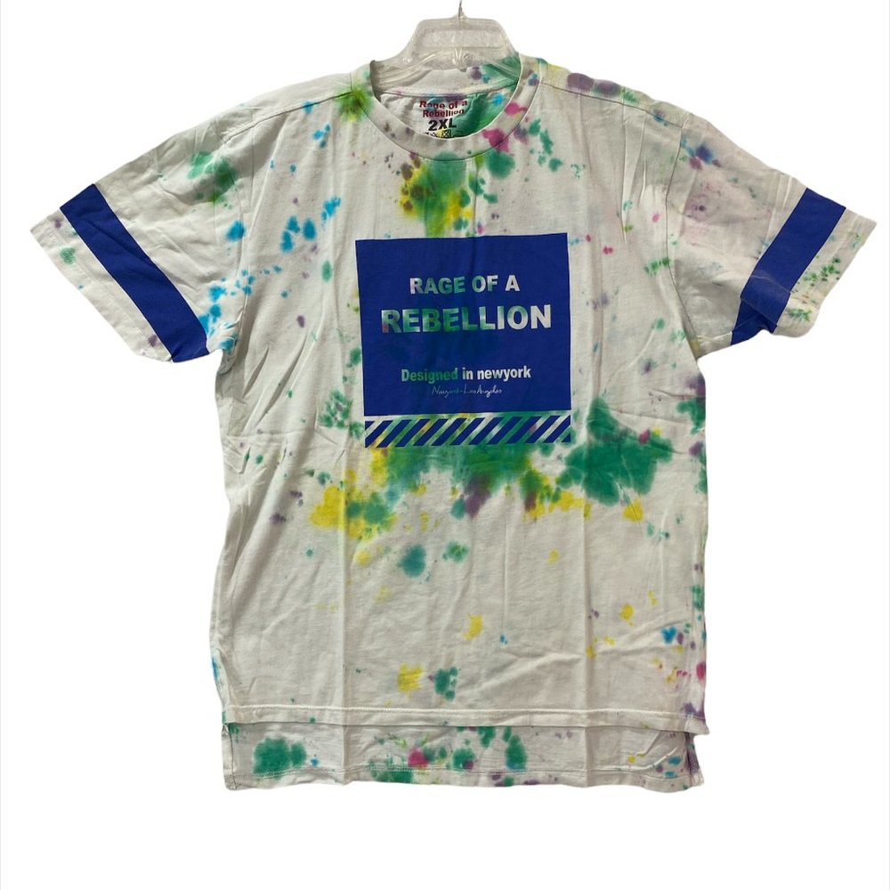 Rage Of A Rebellion Tie Dye T-Shirt Men's Side Zipper New York Los Angeles